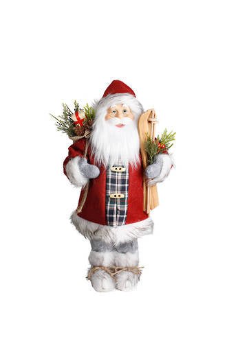 Santa Red Plaid with Skis 46CM FXS560 - 46 - Oak Furniture Store