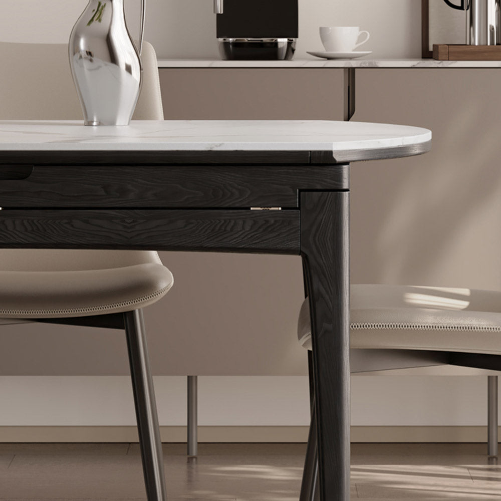 Seattle Charcoal Solid Oak Extendable Dining Table with Ceramic Top