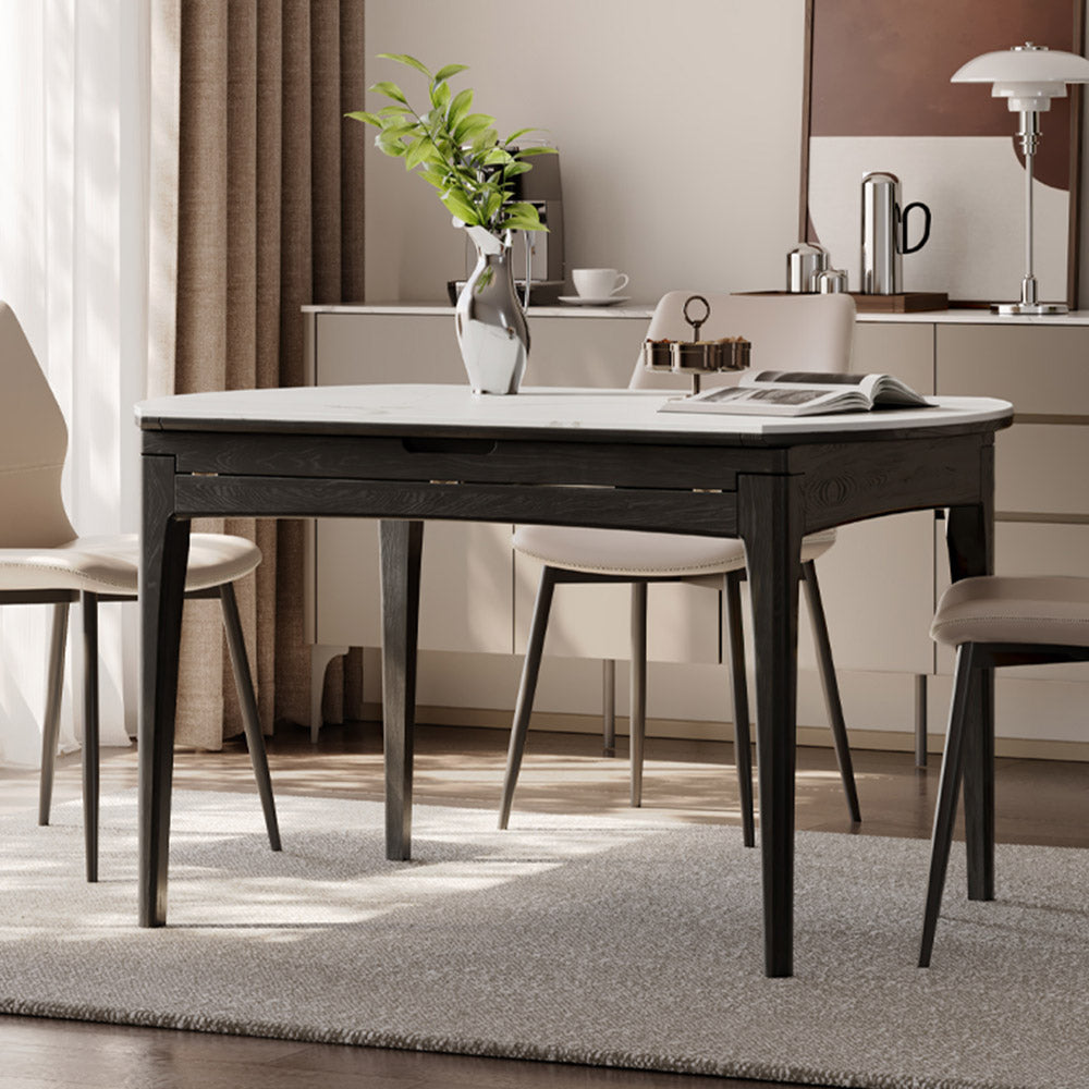 Seattle Charcoal Solid Oak Extendable Dining Table with Ceramic Top