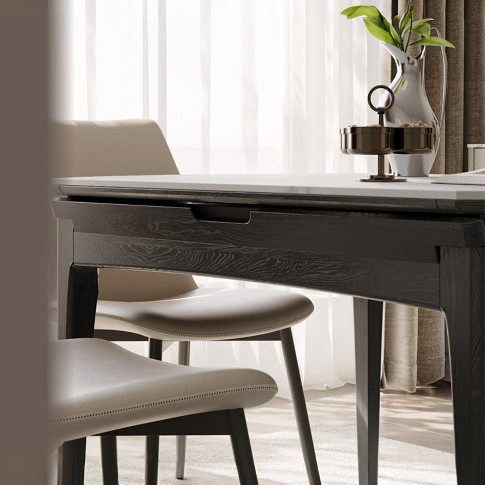 Seattle Charcoal Solid Oak Extendable Dining Table with Ceramic Top