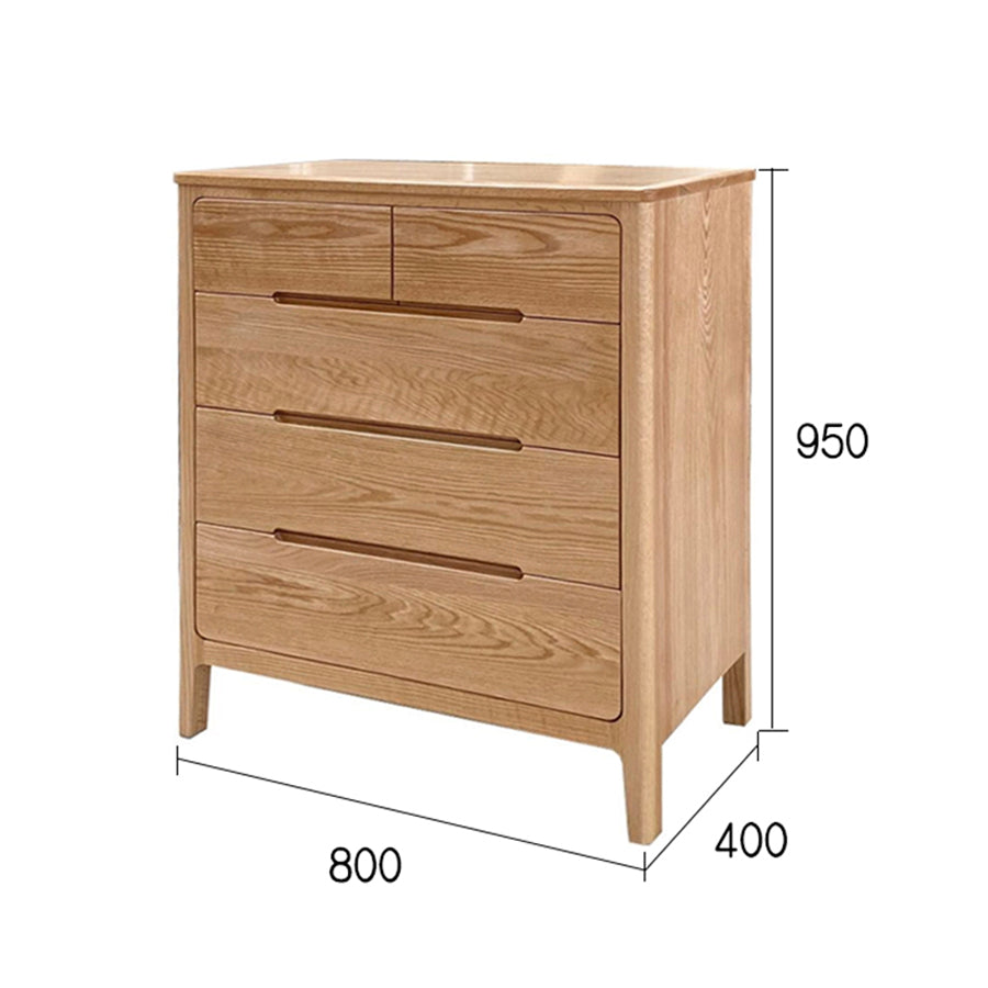 Seattle Natural Solid Oak 2+3 Chest of Drawers