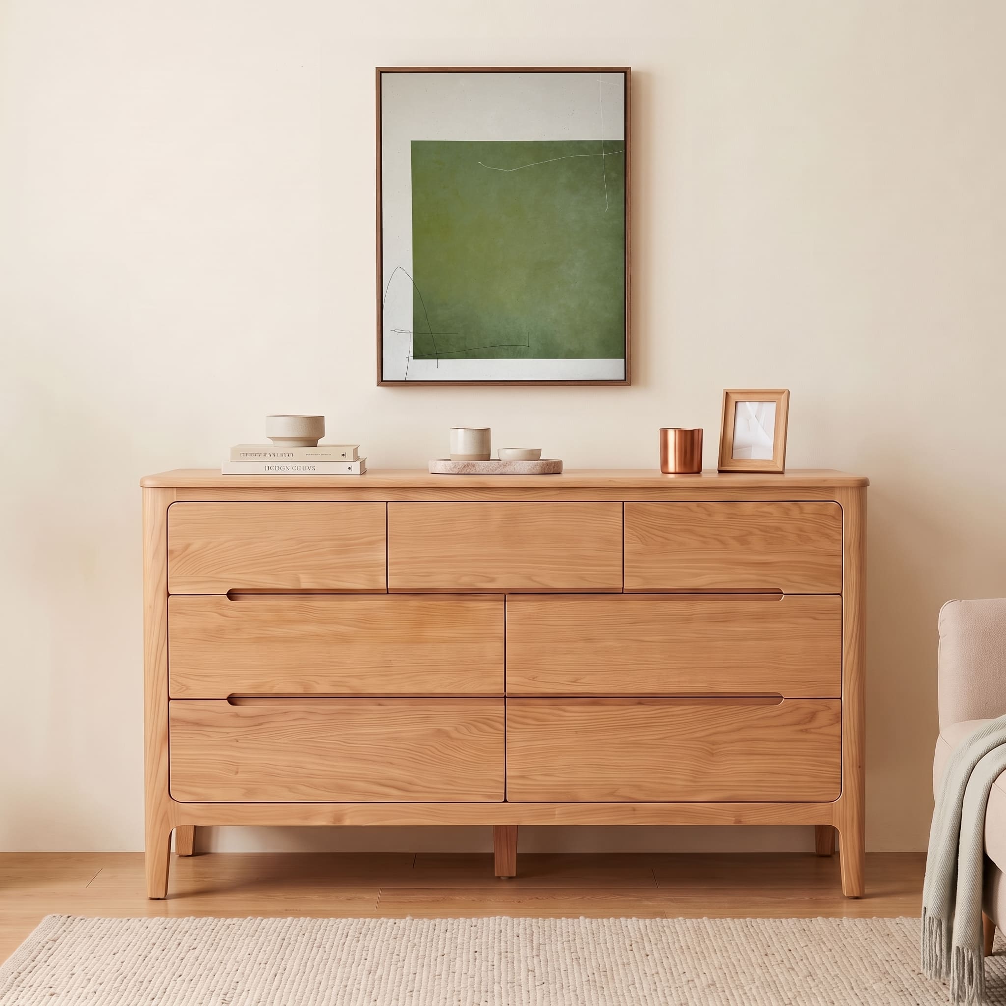 Seattle Natural Solid Oak 3+4 Chest of Drawers