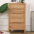 Seattle Natural Solid Oak 5 Drawers Tall Boy
