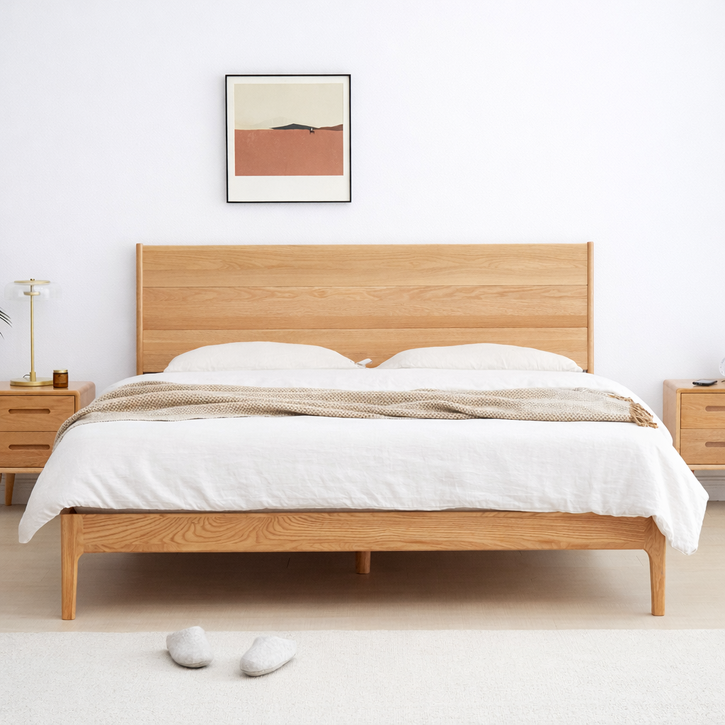 Seattle Natural Solid Oak Bed Frame