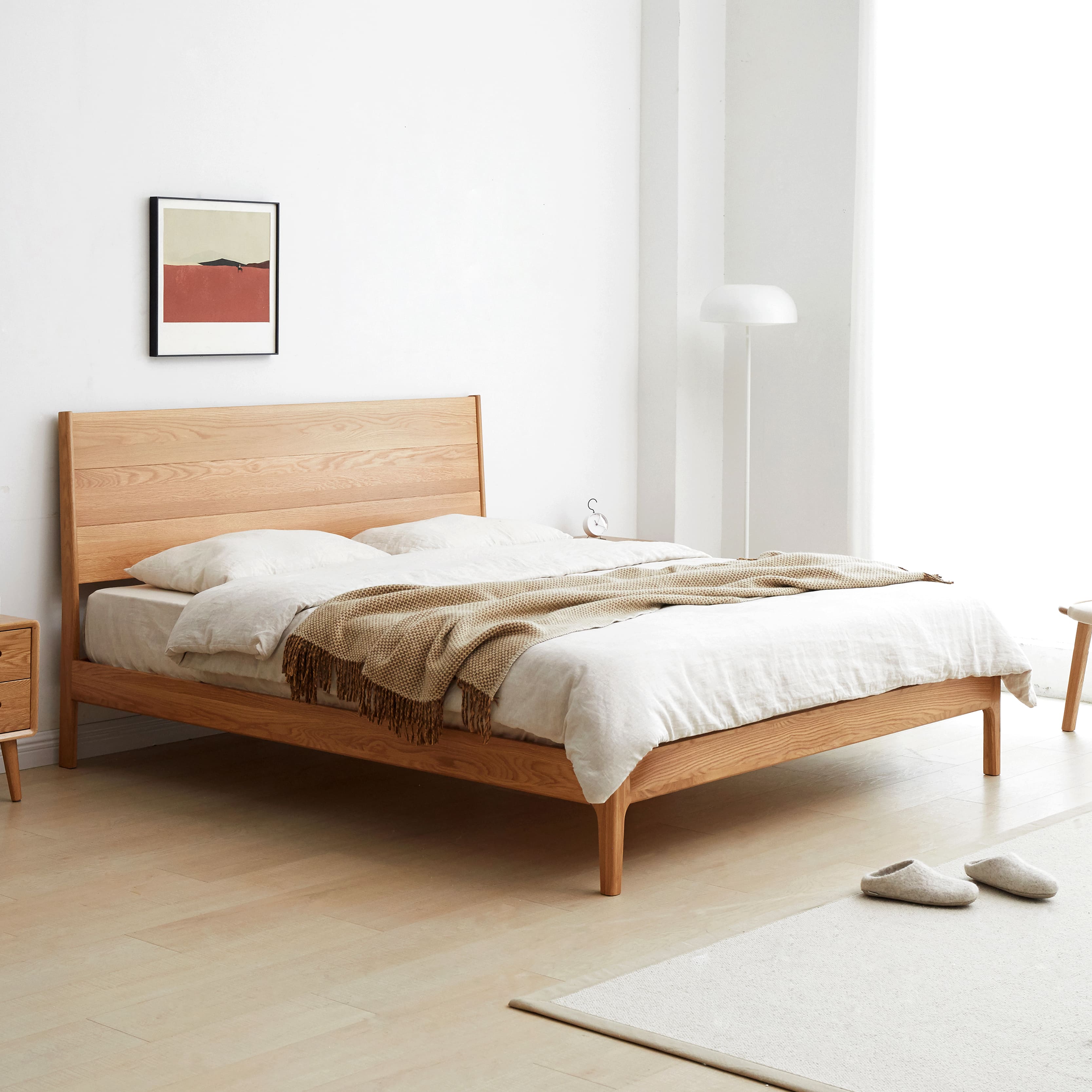 Seattle Natural Solid Oak Bed Frame