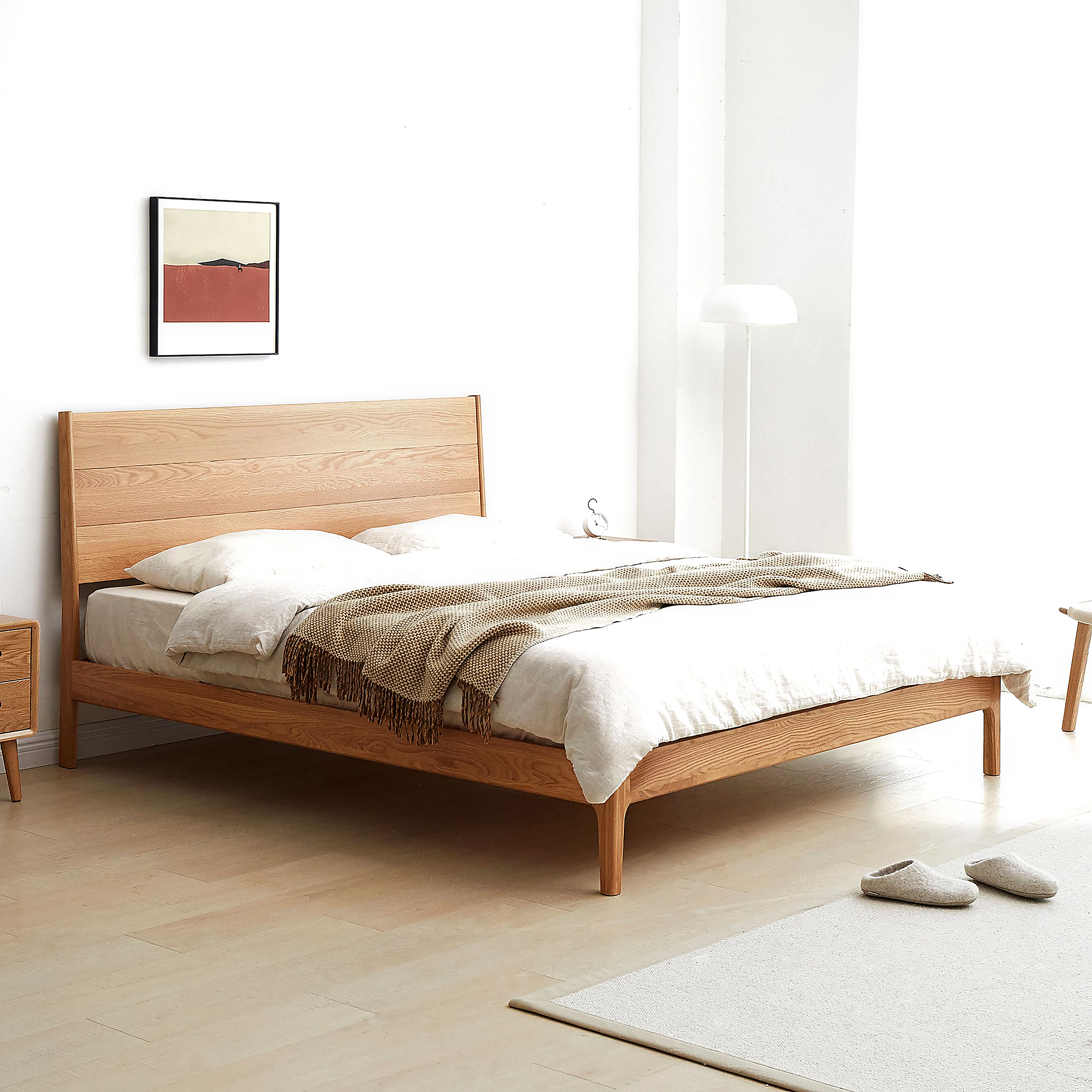 Seattle Natural Solid Oak Bed Frame