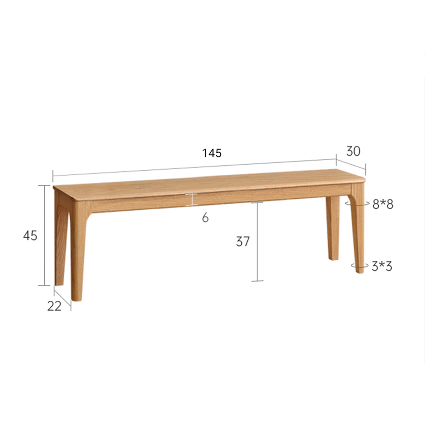 Seattle Natural Solid Oak Bench