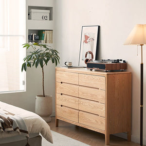 Seattle Natural Solid Oak Chest of 8 Drawers - Oak Furniture Store