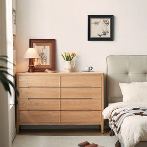 Seattle Natural Solid Oak Chest of 8 Drawers - Oak Furniture Store