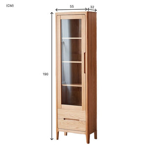 Seattle Natural Solid Oak Slim Display Cabinet - Oak Furniture Store