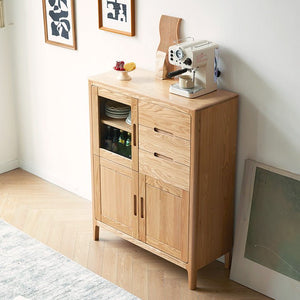 Seattle Natural Solid Oak Tall Sideboard - Oak Furniture Store