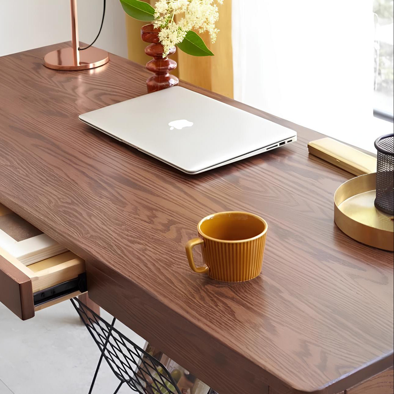 Seattle Natural Solid Oak Writing Desk