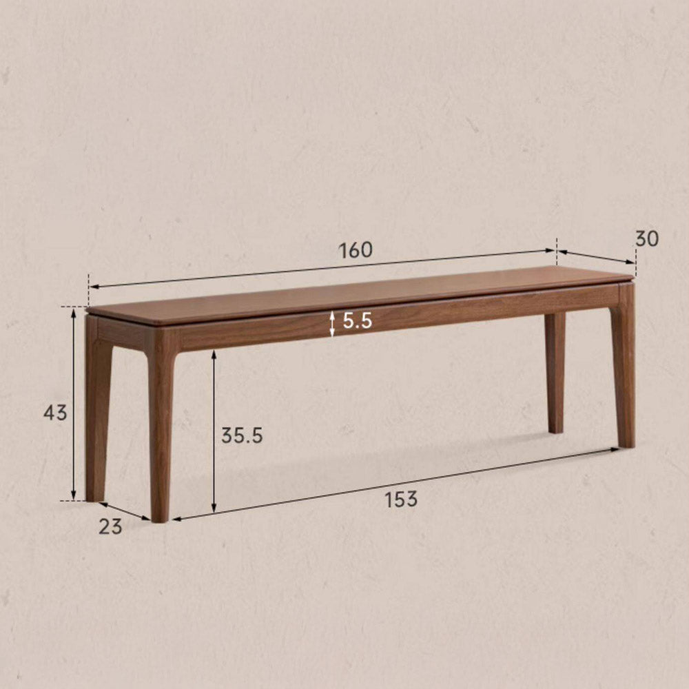Seattle Natural Solid Walnut Dining Bench