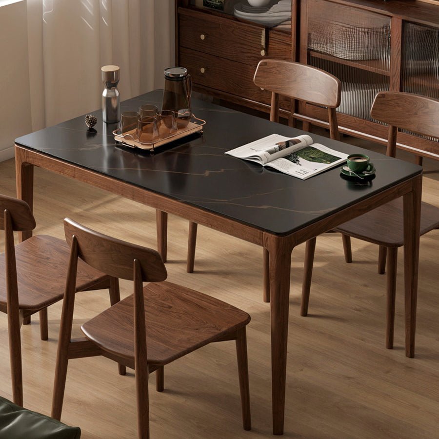 Seattle Natural Solid Walnut Dining Table with Ceramic Top | Oak Furniture Store