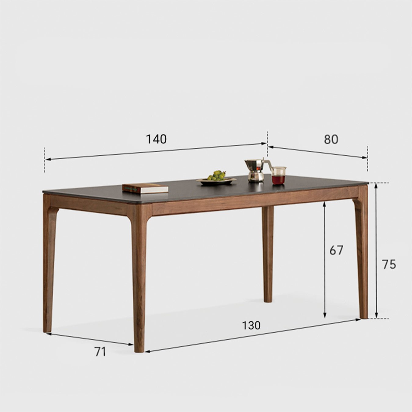 Seattle Natural Solid Walnut Dining Table with Ceramic Top | Oak Furniture Store