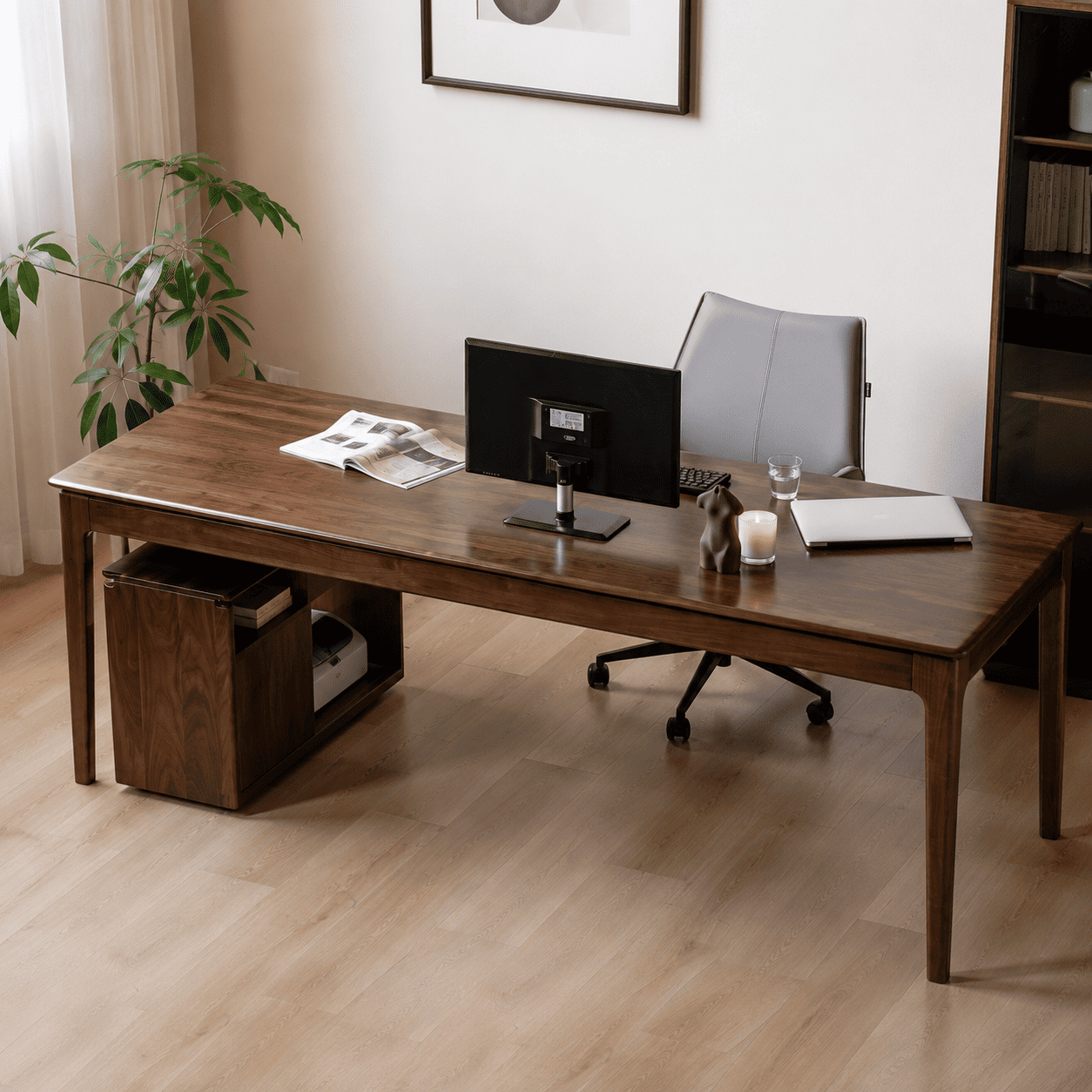 Seattle Natural Solid Walnut Large Dining Table Office Desk