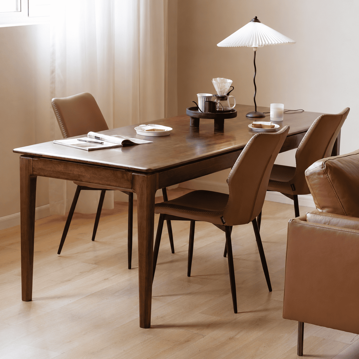Seattle Natural Solid Walnut Large Dining Table Office Desk