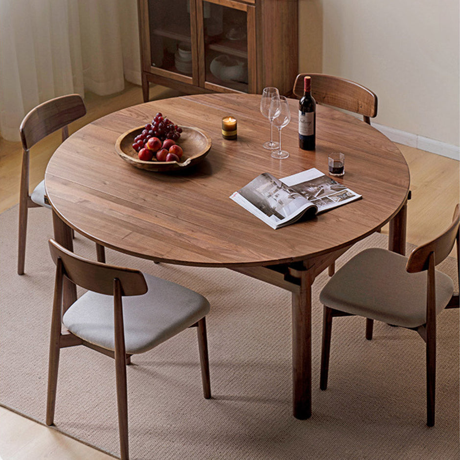 Round Extendable Walnut Seattle Natural Solid Walnut Round Extendable Dining Table – Oak ...