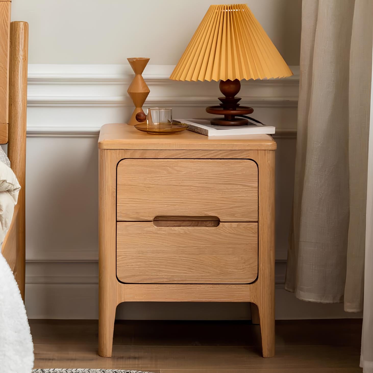 Seattle Natural Solid Oak Bedside Table Design 2