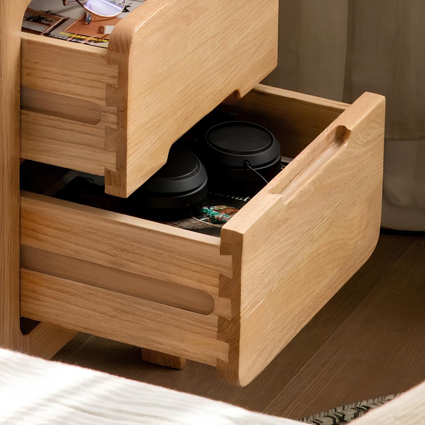 Seattle Natural Solid Oak Bedside Table Design 2