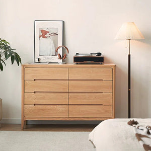 Seattle Solid Oak Bed Frame and Chest of 8 Drawers Package - Oak Furniture Store