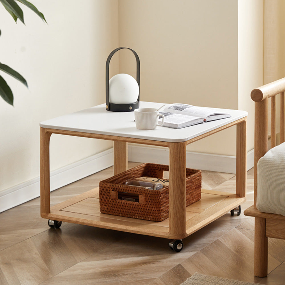 Serrada Natural Solid Oak Movable Coffee Table