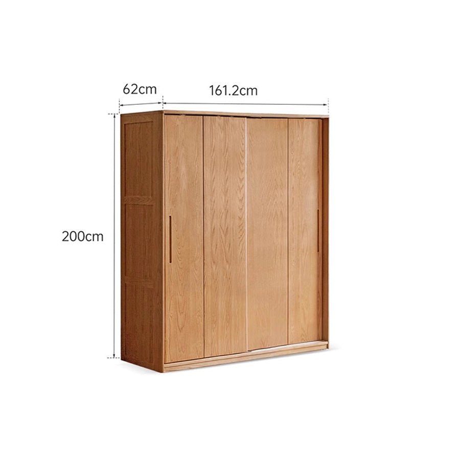 Siena Solid Oak Sliding Door Large Wardrobe - Oak Furniture Store
