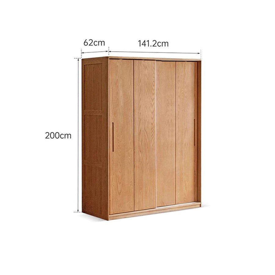 Siena Solid Oak Sliding Door Large Wardrobe - Oak Furniture Store