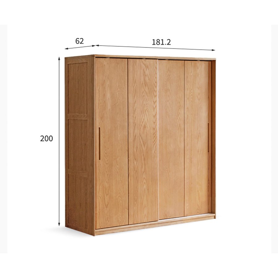 Siena Solid Oak Sliding Door Large Wardrobe - Oak Furniture Store