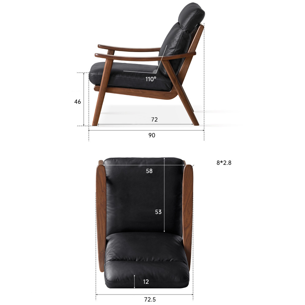 Simancas Natural Solid Walnut Genuine Leather Armchair