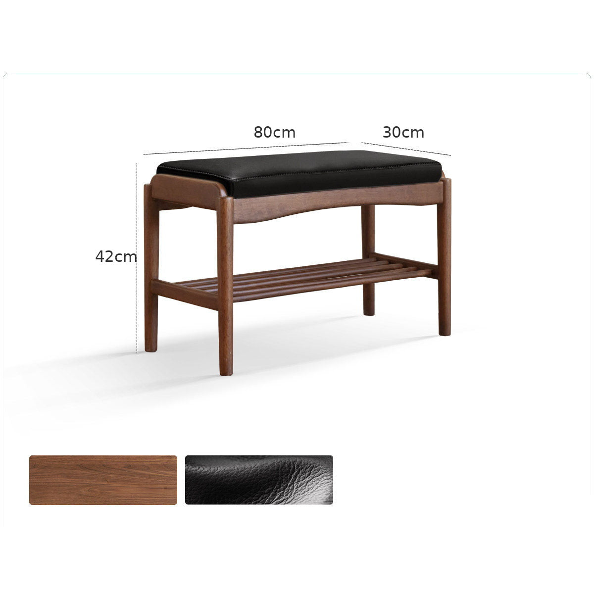 Simancas Natural Solid Walnut Shoe Bench