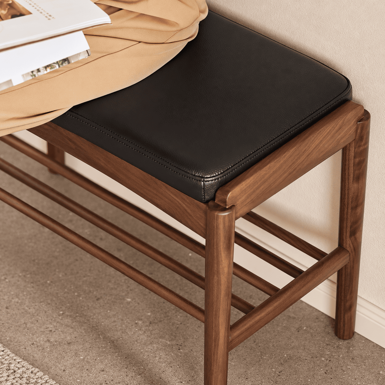 Simancas Natural Solid Walnut Shoe Bench