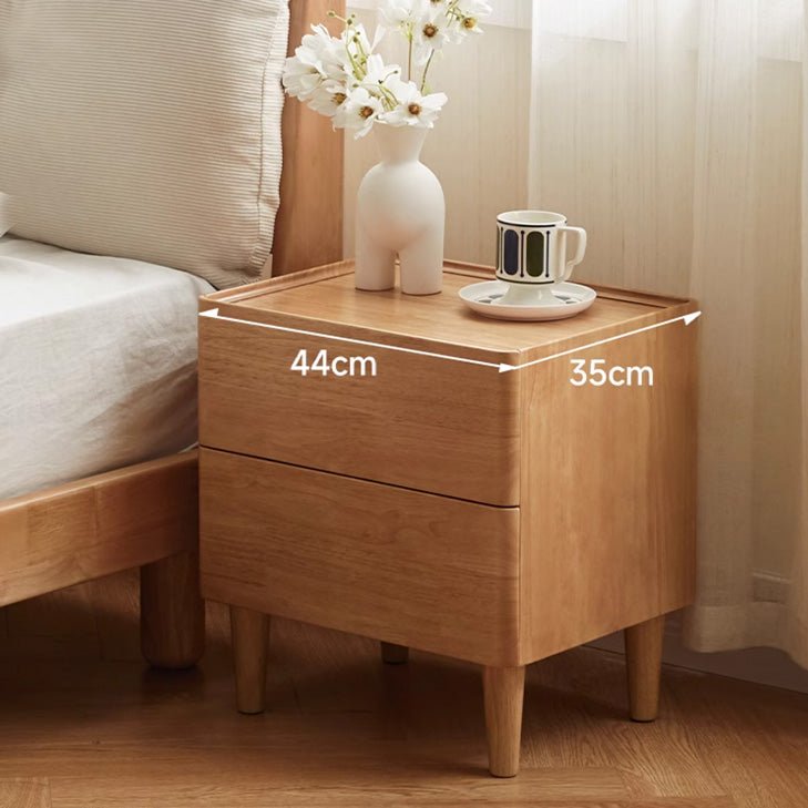 Skara Natural Solid Rubber Wood Bedside Table - Oak Furniture Store
