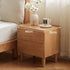 Skara Natural Solid Rubber Wood Bedside Table - Oak Furniture Store