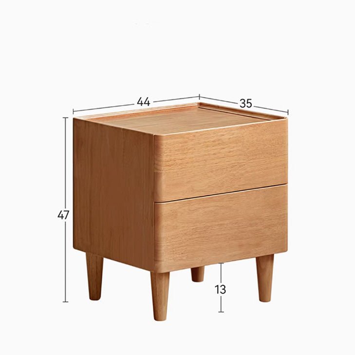 Skara Natural Solid Rubber Wood Bedside Table - Oak Furniture Store