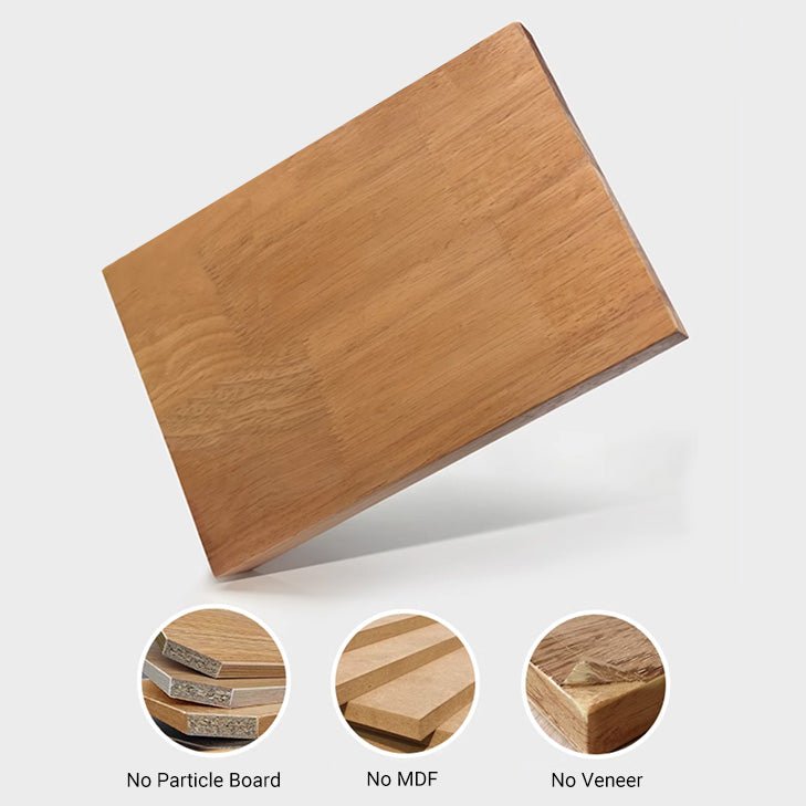 Skara Natural Solid Rubber Wood Bedside Table - Oak Furniture Store