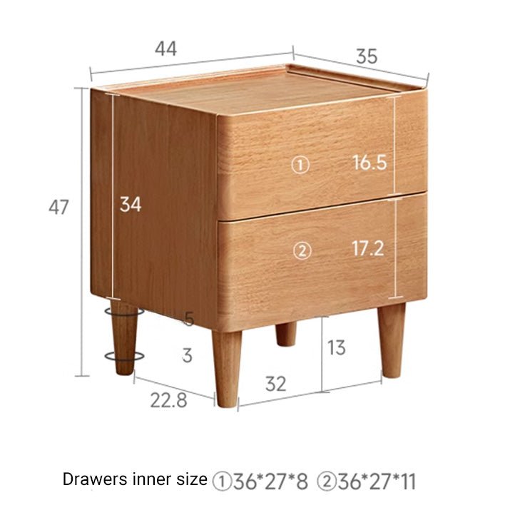 Skara Natural Solid Rubber Wood Bedside Table - Oak Furniture Store