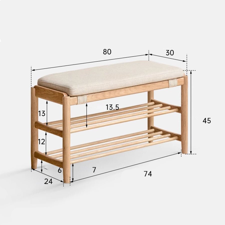 Solna Natural Solid Oak Shoe Bench | Oak Furniture Store