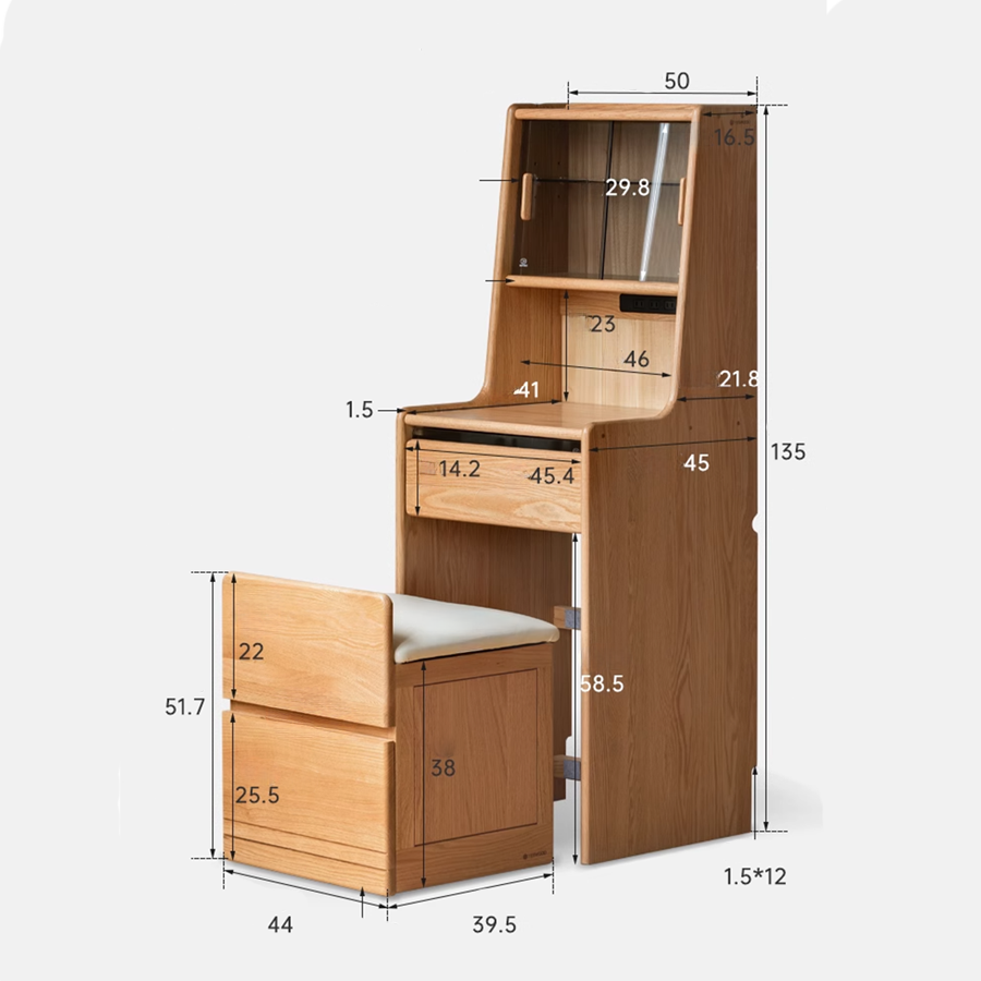 Tineo Natural Solid Oak Small Dressing Table Set