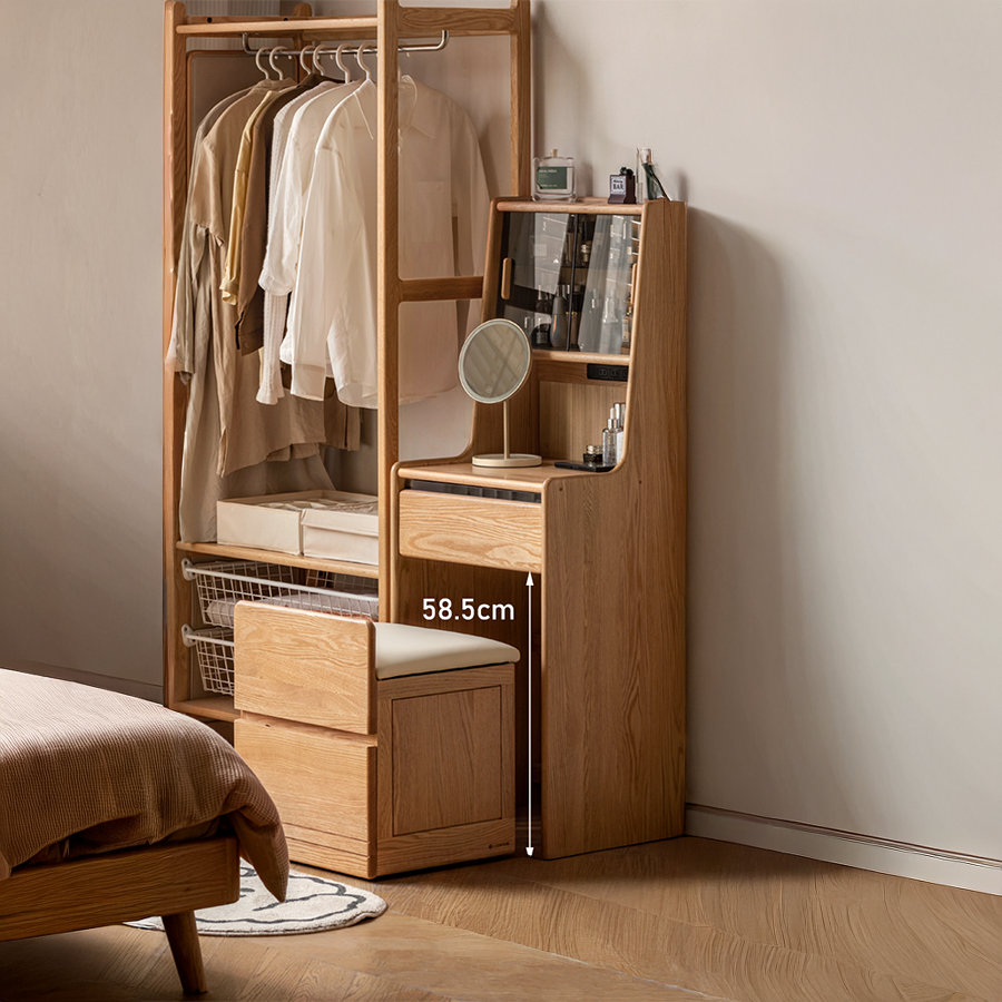 Tineo Natural Solid Oak Small Dressing Table Set