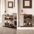 Toledo walnut movable side table shown in lifestyle and front views with 66 cm height