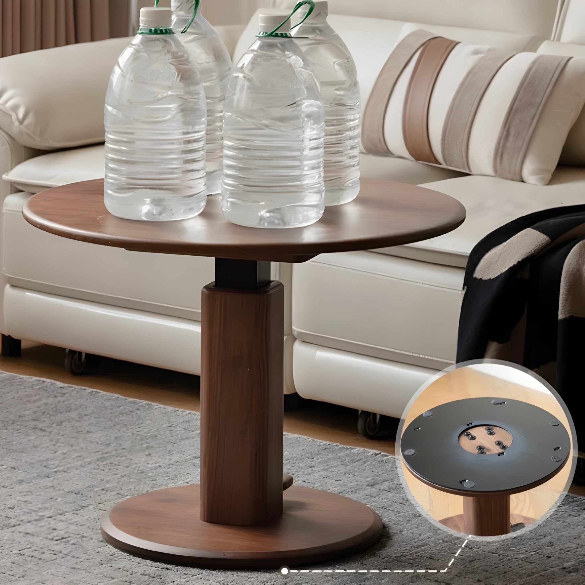 Tome Solid Wood Height Adjustable Coffee Table | round small coffee table NZ | Oak Furniture Store