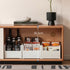 Tonnac solid cherry entertainment unit with drawers, glass shelving and modern retro design in a Kiwi living room