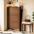 Tulsa Solid Rubber Wood Shoe Cabinet in Walnut Colour