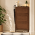 Tulsa Solid Rubber Wood Shoe Cabinet in Walnut Colour