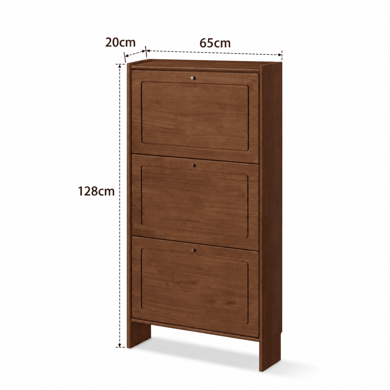 Tulsa Solid Rubber Wood Shoe Cabinet in Walnut Colour