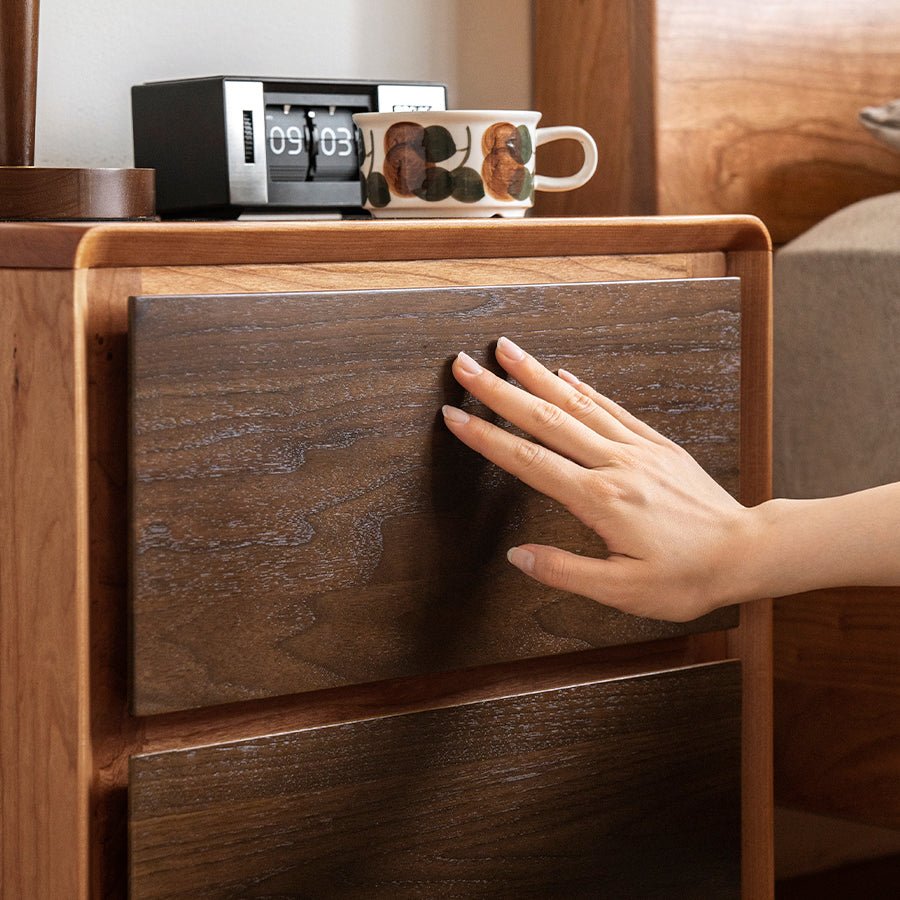 Viviez Colour Matching Floor Standing Bedside Table | Oak Furniture Store