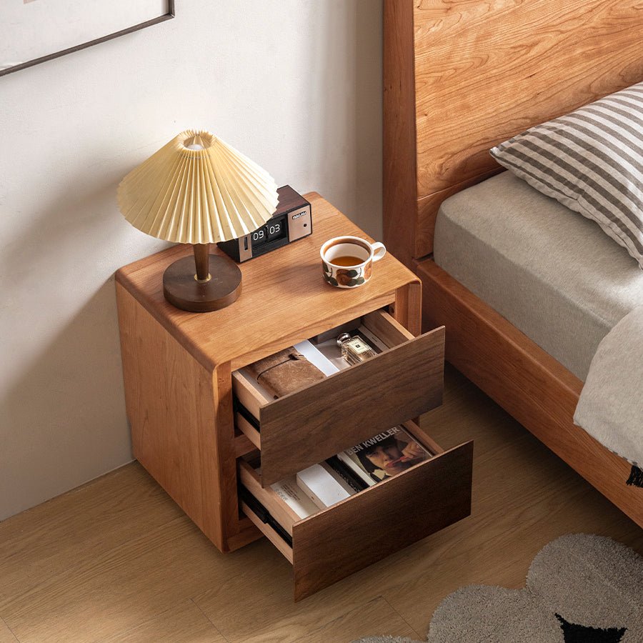 Viviez Colour Matching Floor Standing Bedside Table | Oak Furniture Store