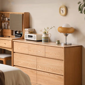 Warburg Natural Solid Oak 3 Over 4 Chest Drawers - Oak Furniture Store