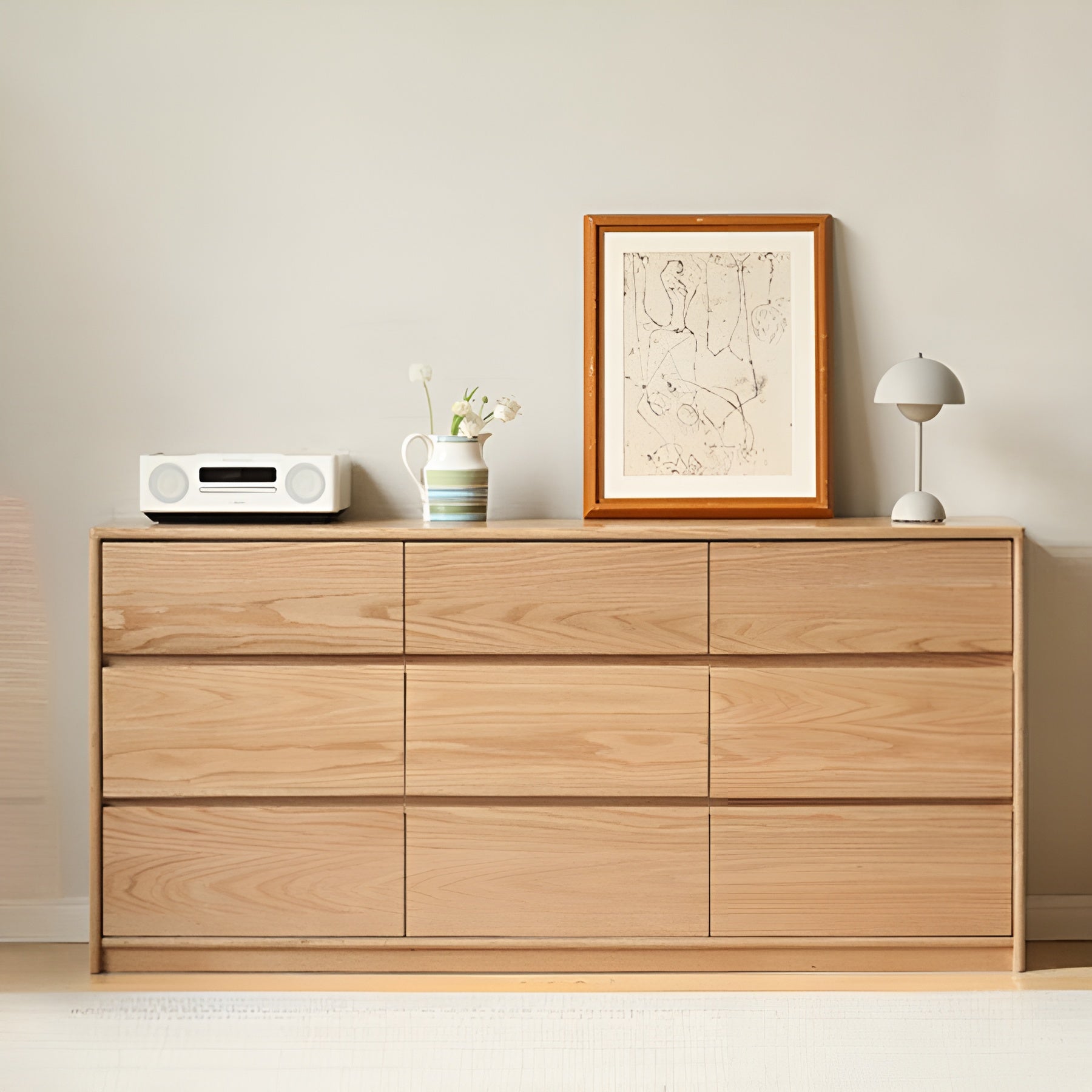 Warburg Natural Solid Oak 9 Drawers Sideboard